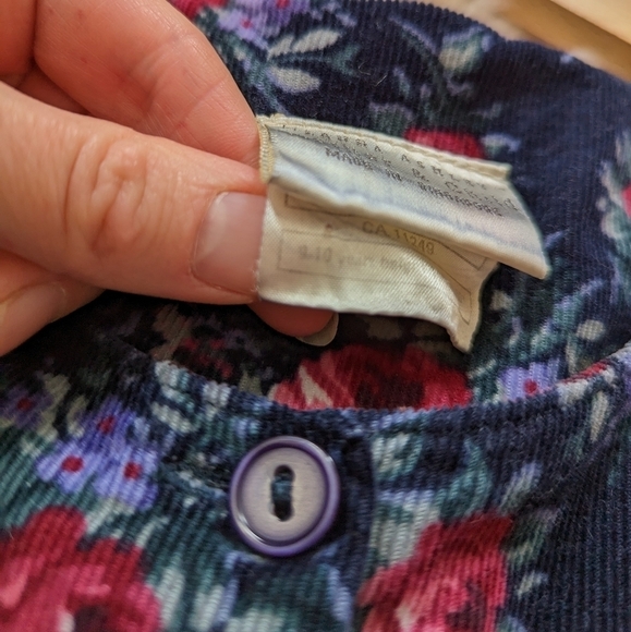 Vintage Laura Ashley floral print corduroy jumpsuit girls 9-10 - Picture 10 of 15